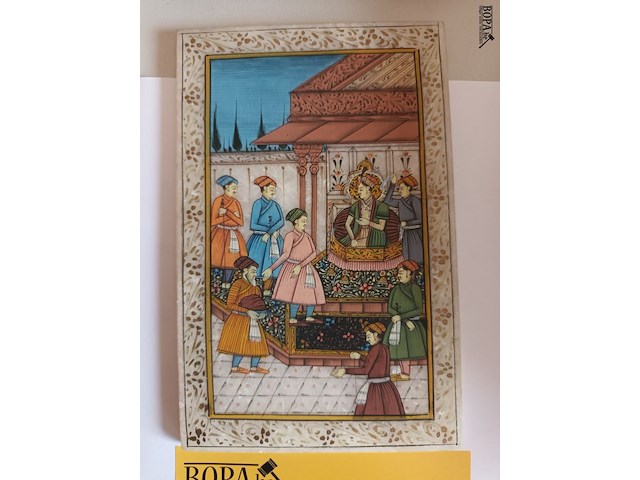 Lot 39 - tablet met tempeltafereel - afbeelding 1 van  4