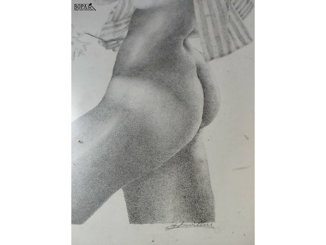Lot 39 - tekening - naakte dame met bloem - a. duvillers - afbeelding 3 van  4
