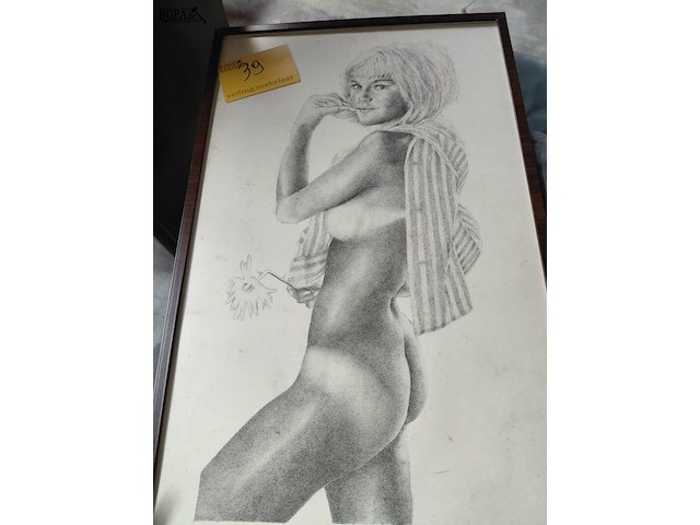 Lot 39 - tekening - naakte dame met bloem - a. duvillers - afbeelding 4 van  4