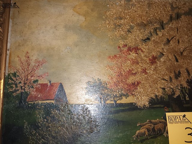Lot 391 - schilderij huisje en bomen - afbeelding 2 van  4