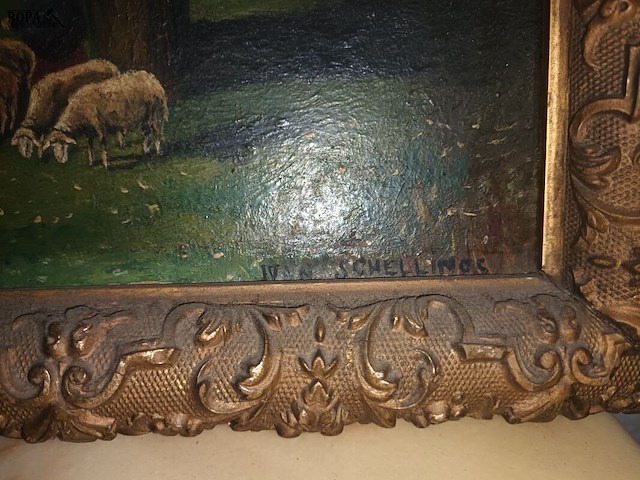 Lot 391 - schilderij huisje en bomen - afbeelding 4 van  4