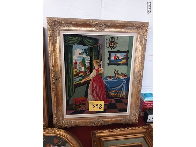 Lot 398 - kaders met geweven doek. 5 stuks - afbeelding 6 van  6