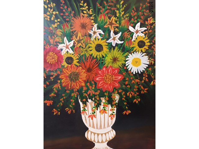 Lot 4 - schilderij bloemen - afbeelding 2 van  4