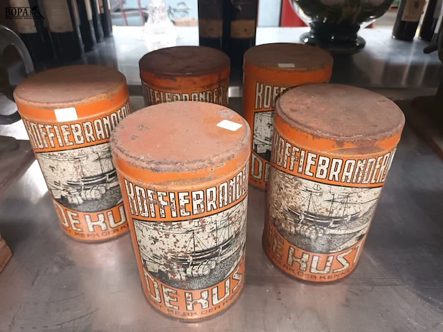 Lot 402 - koffieblikken veurne. 5 stuks - afbeelding 1 van  5