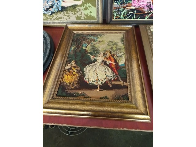 Lot 406 - kaders met geweven doek. 5 stuks - afbeelding 3 van  6