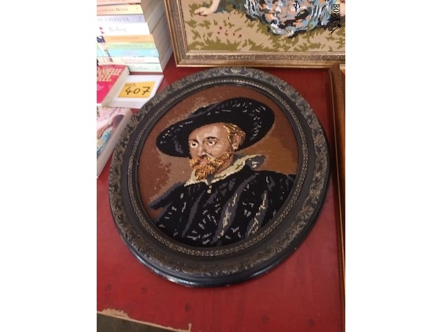 Lot 406 - kaders met geweven doek. 5 stuks - afbeelding 4 van  6