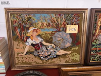 Lot 406 - kaders met geweven doek. 5 stuks - afbeelding 5 van  6