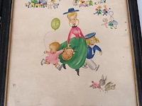 Lot 409 - kaders moeder met kinderen. 4 stuks - afbeelding 3 van  5