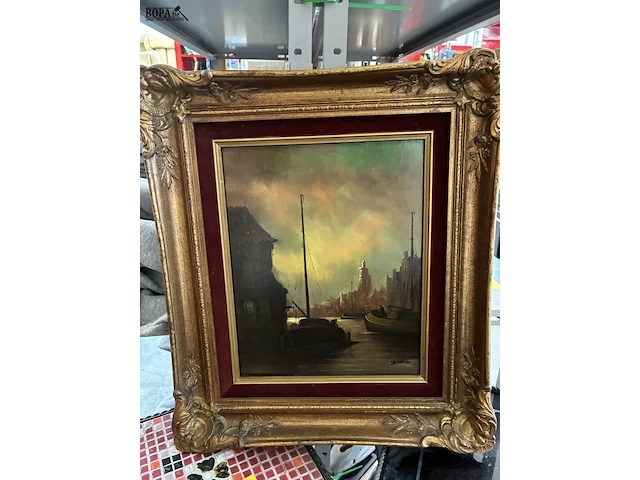 Lot 41 - schilderij boot get. - afbeelding 2 van  4