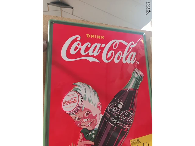 Lot 414 - blikken coca-cola reclamebord - afbeelding 2 van  4