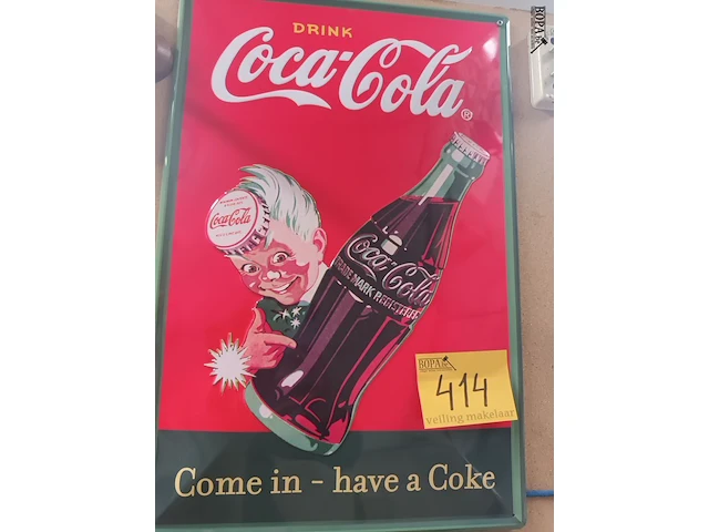 Lot 414 - blikken coca-cola reclamebord - afbeelding 4 van  4