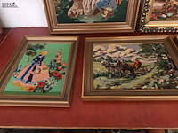 Lot 414 - kaders met geweven doek. 5 stuks - afbeelding 2 van  5