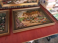 Lot 414 - kaders met geweven doek. 5 stuks - afbeelding 5 van  5