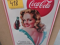 Lot 418 - blikken coca-cola reclamebord