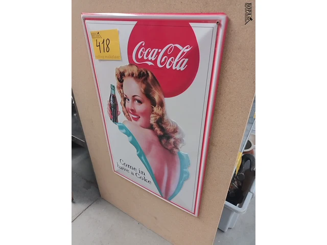 Lot 418 - blikken coca-cola reclamebord - afbeelding 3 van  4
