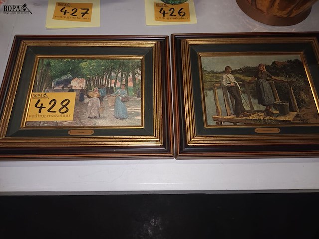 Lot 428 - schilderij reproductie. 2 stuks - afbeelding 1 van  3
