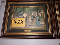 Lot 428 - schilderij reproductie. 2 stuks - afbeelding 2 van  3