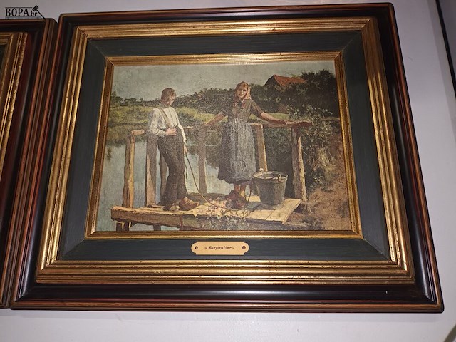 Lot 428 - schilderij reproductie. 2 stuks - afbeelding 3 van  3