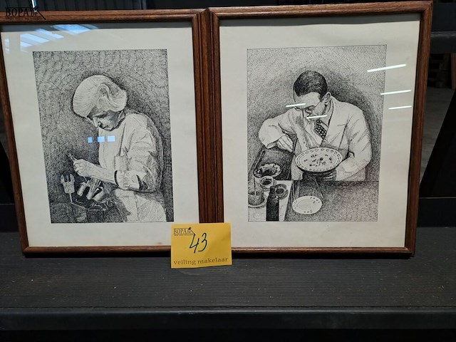 Lot 43 - duo van gravures oude ambachten oa. horlogemaker - afbeelding 1 van  3