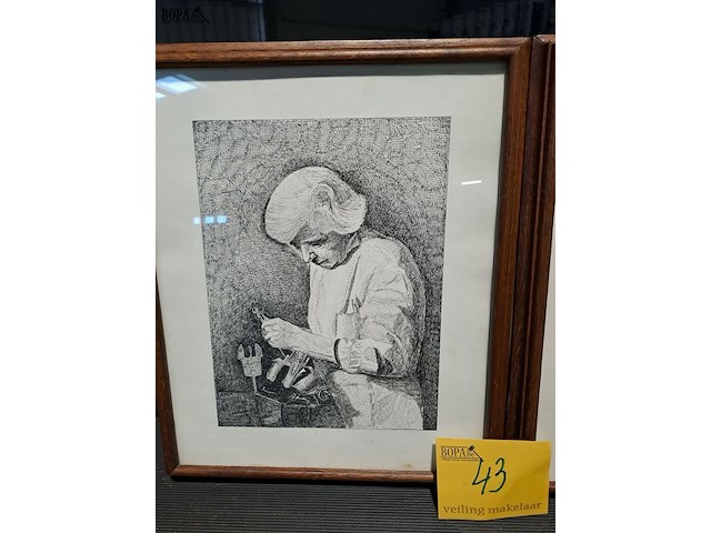 Lot 43 - duo van gravures oude ambachten oa. horlogemaker - afbeelding 2 van  3