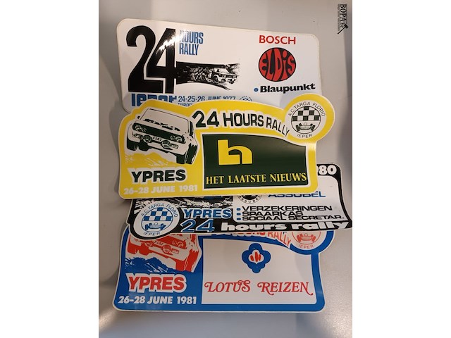 Lot 43 - rally ieper stickers. jaren ‘70 en ‘80. 24 stuks - afbeelding 3 van  5