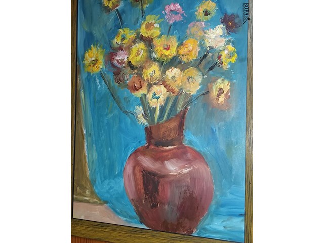 Lot 439 - schilderij bloemen - afbeelding 2 van  2