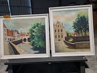 Lot 44 - schilderij in zachte kleuren - het middeleeuwse hart van bru - afbeelding 1 van  4