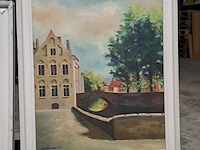 Lot 44 - schilderij in zachte kleuren - het middeleeuwse hart van bru - afbeelding 2 van  4