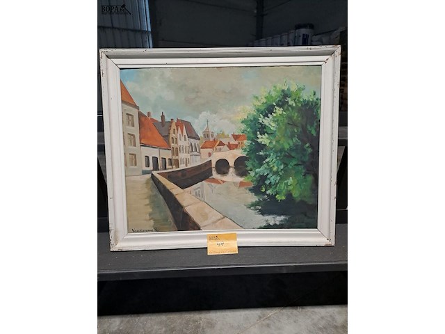 Lot 44 - schilderij in zachte kleuren - het middeleeuwse hart van bru - afbeelding 3 van  4