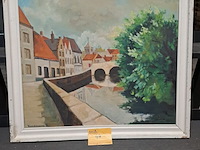 Lot 44 - schilderij in zachte kleuren - het middeleeuwse hart van bru - afbeelding 3 van  4