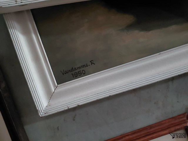 Lot 44 - schilderij in zachte kleuren - het middeleeuwse hart van bru - afbeelding 4 van  4