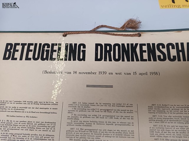Lot 449 - poster beteugeling dronkenschap - afbeelding 2 van  3