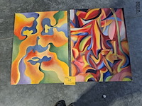 Lot 45 - abstracte schilderkunst - 2 stuks - expressionisme - afbeelding 1 van  1
