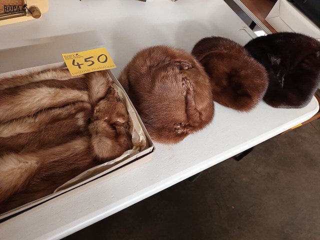 Lot 450 - bontmutsen en sjaal. 4 stuks - afbeelding 1 van  4