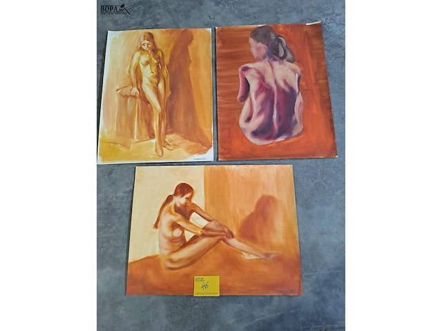 Lot 46 - kunstwerkt met vrouwelijk naakt - 3 stuks - afbeelding 1 van  1