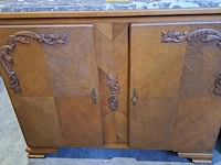 Lot 46 - landelijke brocante buffetkast '30 glas in looddeuren en ma - afbeelding 6 van  7