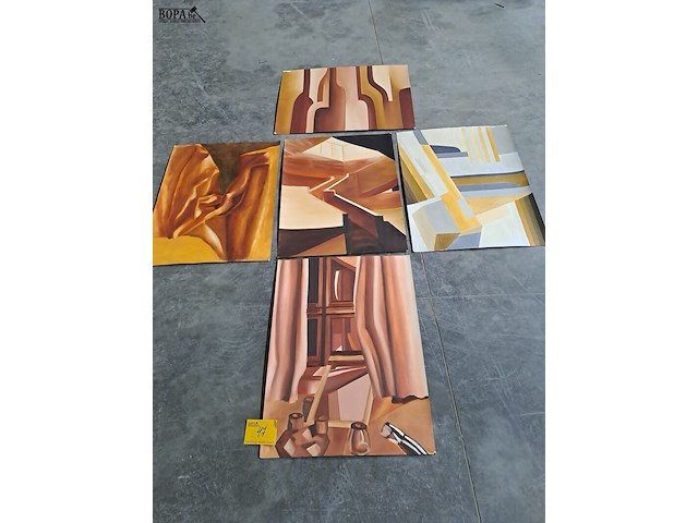 Lot 47 - abstracte schilderkunst - 5 stuks - geometrische vormen - afbeelding 1 van  5