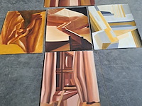 Lot 47 - abstracte schilderkunst - 5 stuks - geometrische vormen - afbeelding 1 van  5