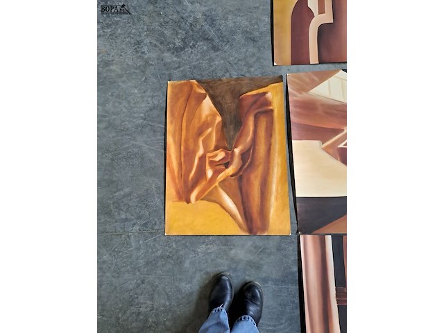 Lot 47 - abstracte schilderkunst - 5 stuks - geometrische vormen - afbeelding 4 van  5