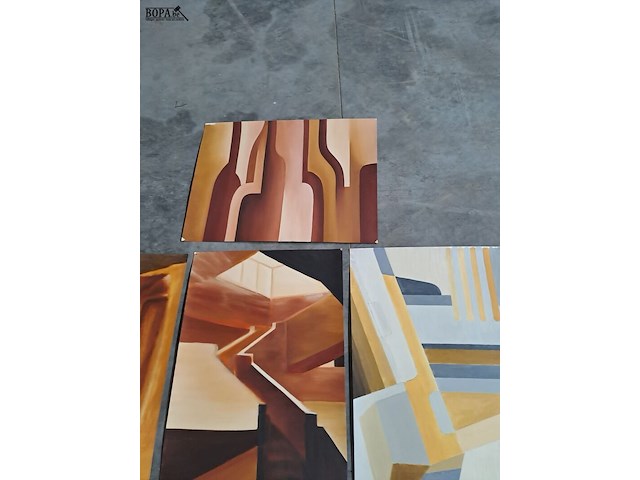 Lot 47 - abstracte schilderkunst - 5 stuks - geometrische vormen - afbeelding 5 van  5