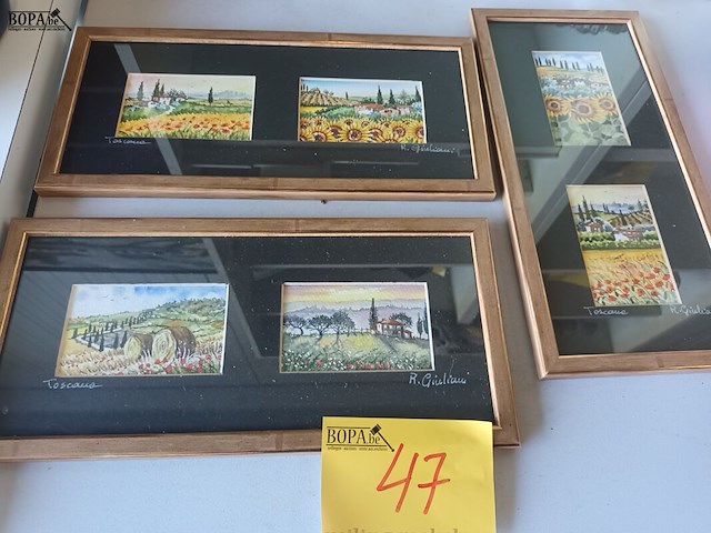 Lot 47 - schilderij toscane. 3 stuks - afbeelding 1 van  5