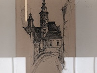 Lot 476 - kader straatzicht met kerktoren - afbeelding 2 van  3