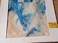 Lot 48 - aquarel portret blauwtinten '70 - afbeelding 1 van  2