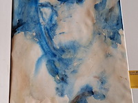 Lot 48 - aquarel portret blauwtinten '70 - afbeelding 2 van  2