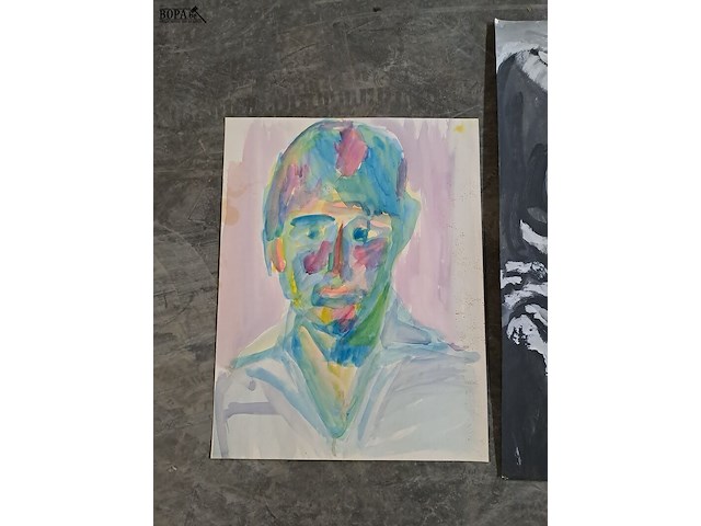 Lot 49 - portretschilderijezn 3 stuks oa aquarel - afbeelding 2 van  4