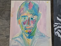 Lot 49 - portretschilderijezn 3 stuks oa aquarel - afbeelding 2 van  4