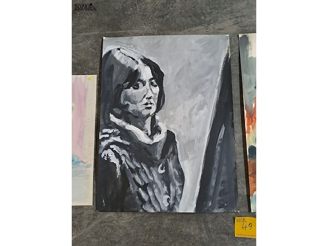 Lot 49 - portretschilderijezn 3 stuks oa aquarel - afbeelding 3 van  4