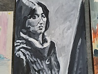 Lot 49 - portretschilderijezn 3 stuks oa aquarel - afbeelding 3 van  4
