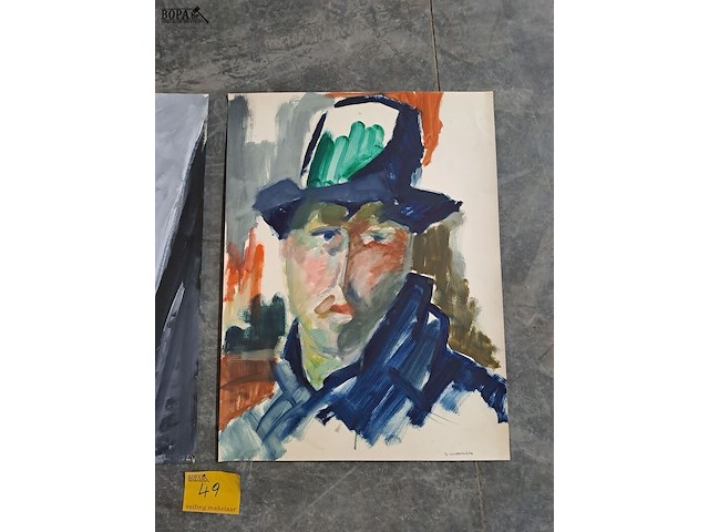 Lot 49 - portretschilderijezn 3 stuks oa aquarel - afbeelding 4 van  4