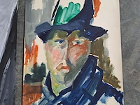 Lot 49 - portretschilderijezn 3 stuks oa aquarel - afbeelding 4 van  4